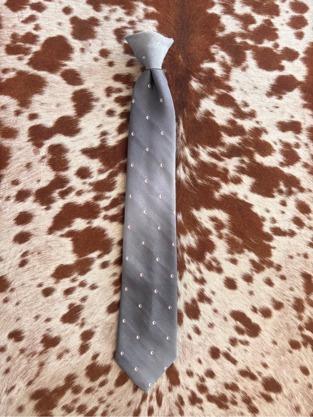 Vintage sheplers western clip on Men's Gray Micro-Dot Tie